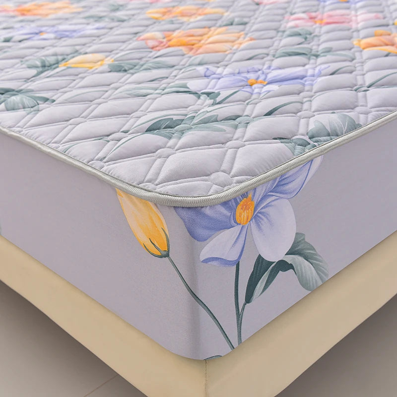 Thicken Mattress Cover for Home funda de colchón 100% Cotton Fitted Bedsheet King Size Floral Bed Covers 150x200(no pillowcase).