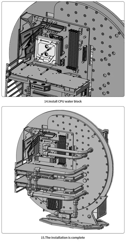 Barrowch STAR1 Series Circular Water Cooling Case, Limited Edition Gamer DIY House,PC Computer Open Chassis FBCES-PA