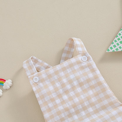 Tregren 0-24M Neugeborene Baby Mädchen Jungen Sommer Bodys Ärmel Plaid Gestreiften Muster Druck Overalls Säuglingsspiel Outfits.