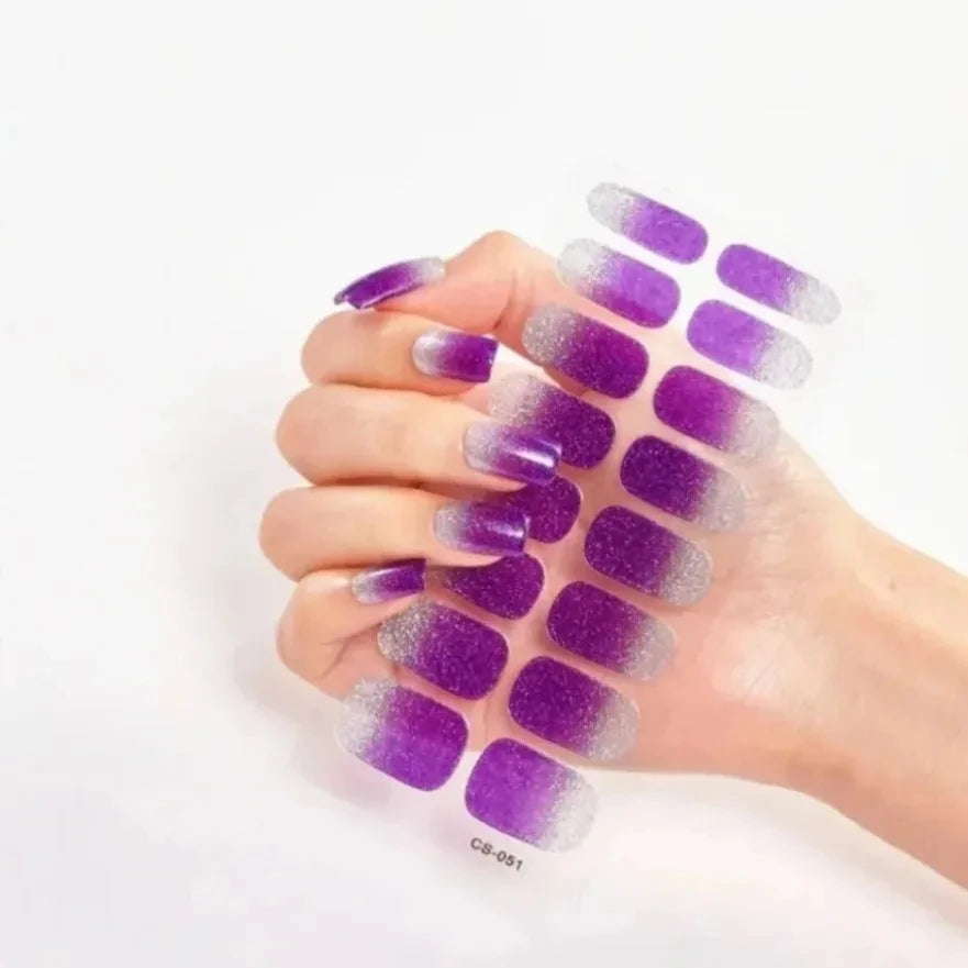 Glitter Gradient Full Cover Nail Art Stickers Fashion Silver Purple Nail Polish Strips DIY Waterproof Nail Foil Sticker Manicur.