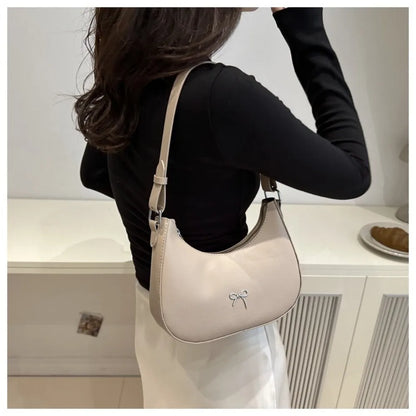 Bowknot Armpit Bag Korean Underarm Bag Luxury PU Leather Y2K Handbag Girls Shoulder Bag.