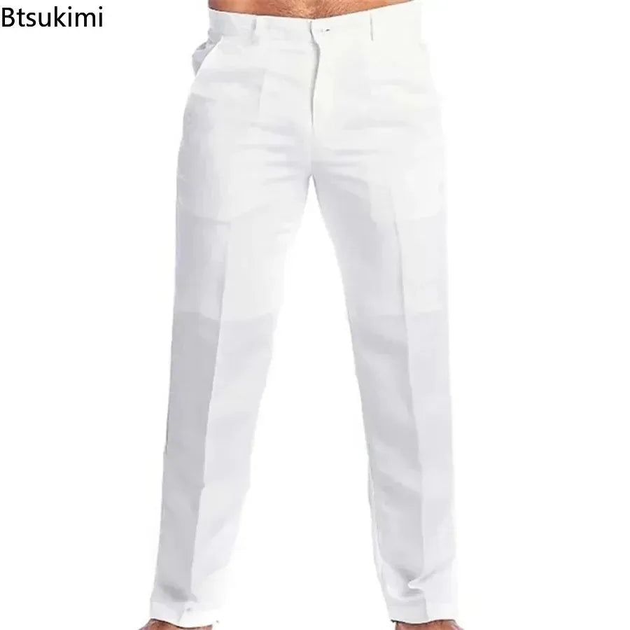 Neue Vintage männer Baumwolle Leinen Hosen Atmungsaktive Komfort Weiche Hosen Mode Lose Gerade Hosen Männer Solide Einfache Casual Hosen.