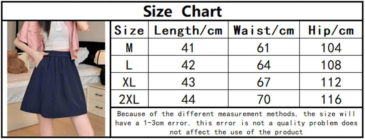 Women Korean Skirts Shorts 2025 Summer Fashion New In Solid High Waist Pant Female Streetwear Casual Loose Harajuku Trousers.