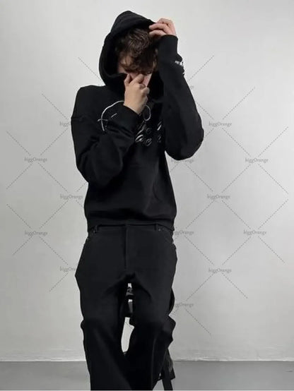 Fashion Casual Letter Print Rcok Oversized Sweatshirt Men Y2K 2025 Retro Harajuku High Street Hip-hop Vintage Loose Hoodie Women.