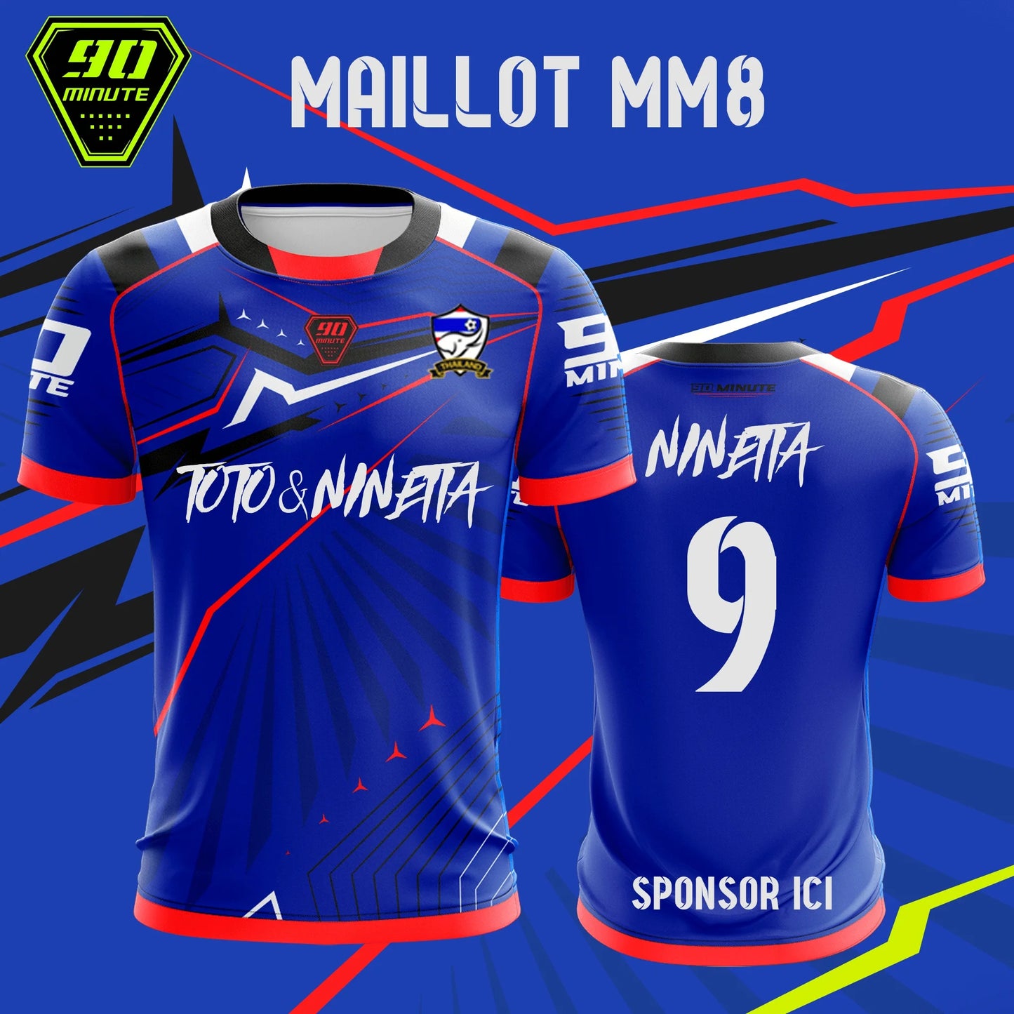 2025 New Summer Men's T-Shirt Maillot 90 Minute Toto & Ninetta Double Side Print Short Sleeve Oversize Breathable Quick Dry Tops.