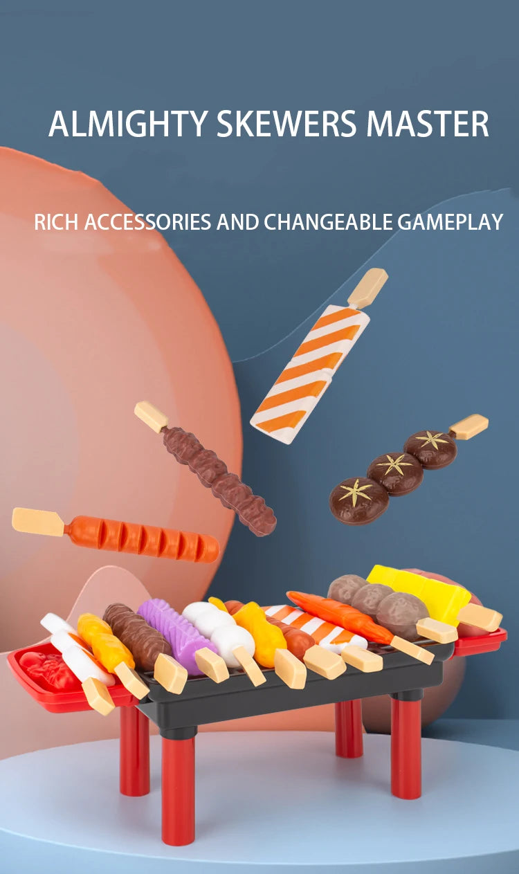 Baby Dress Up Kitchen Toys BBQ Set Kids Simulated BBQ Cookware Cooking Simulated Food Cosplay Educational Gift Toys.