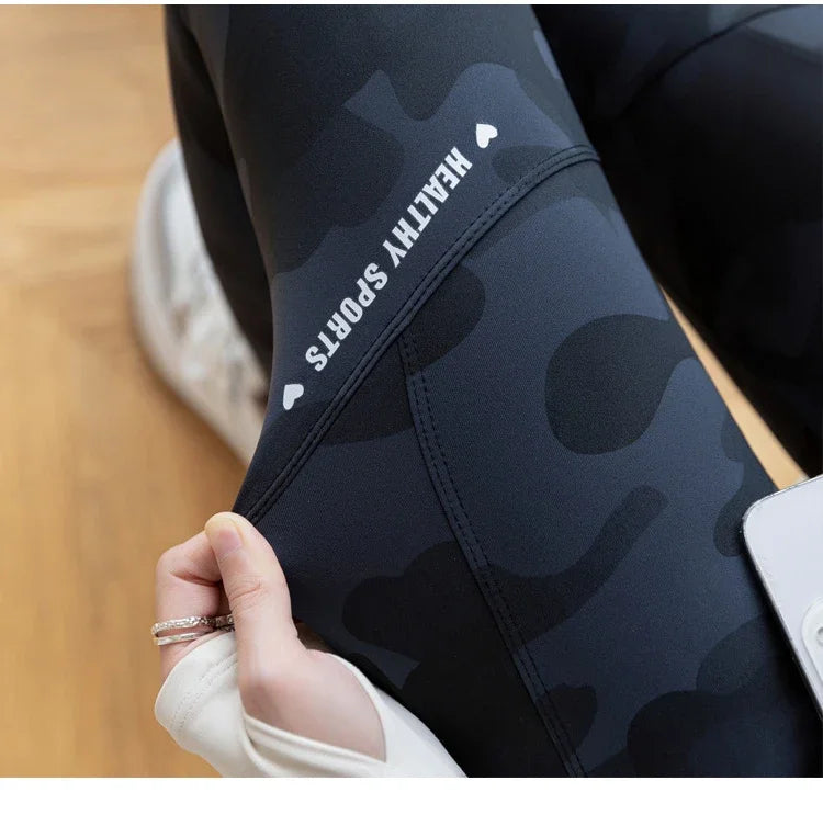 Women Camo Shark Pants High Waist Pocket Leggings Big Size Stretchy Casual Pants Fashion Skinny Yoga Fitness Pants