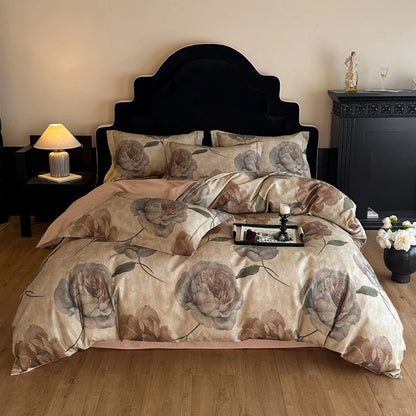 Cotton Bedding Set Luxury Soft Duvet Cover Flat Sheet Pillowcases Single Double Queen King Size Quilt Cover Set