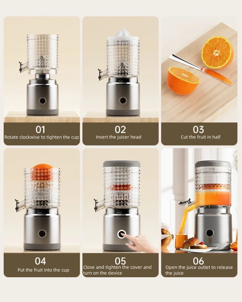 Juicer Orange Machine Electric Portable Juicer Household Wireless Rechargeable Juicer Suitable for Oranges Lemons Grapefruits.
