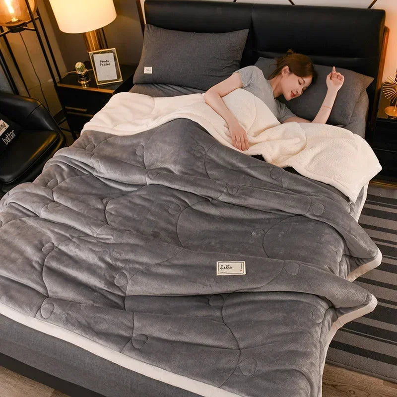 Milk Fleece Autumn Winter Warm Weighted Blankets for Beds European Thickened Beibei Velvet Throw Blanket Warmth Quilt Comforter