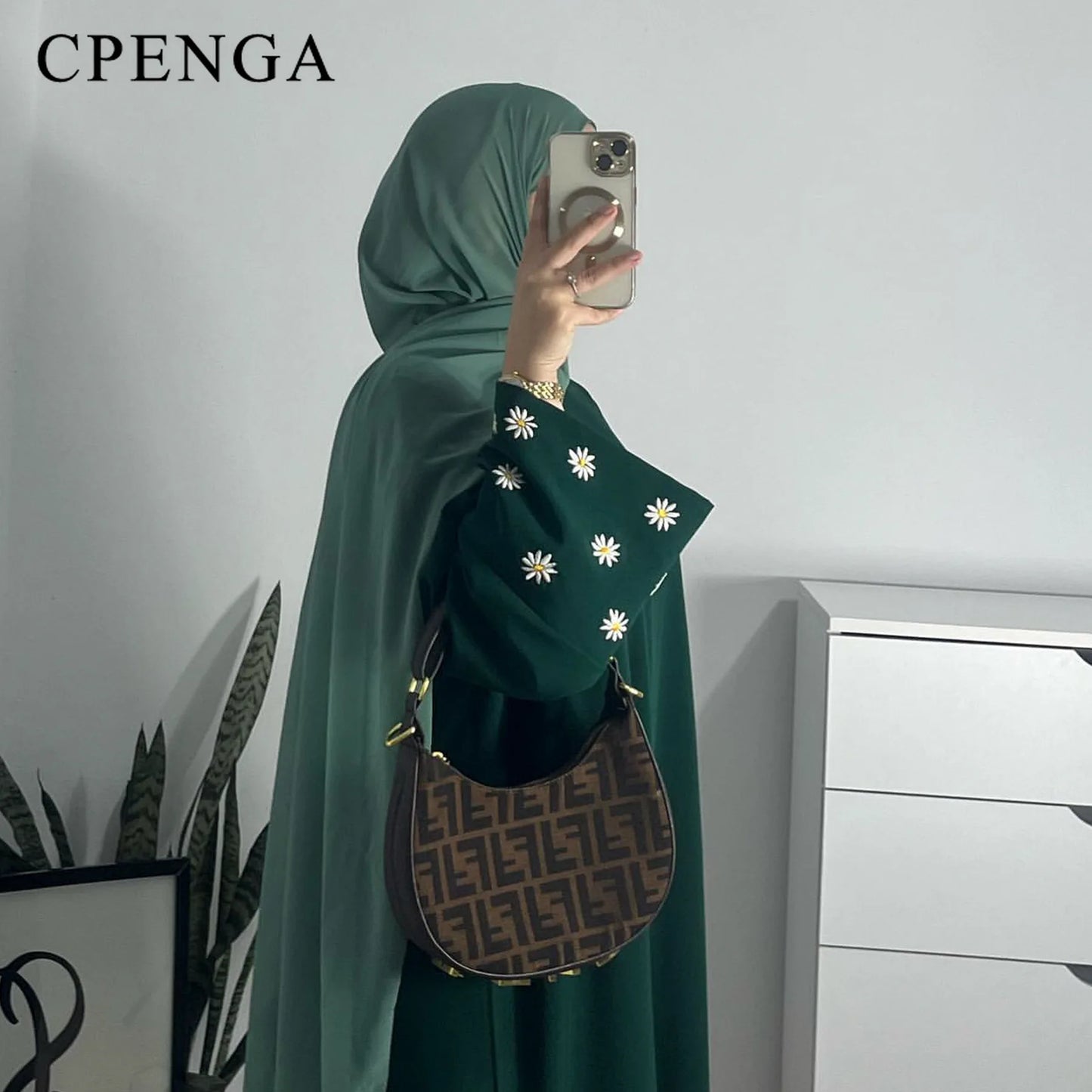 2024 Daisy Embroidery Muslim Modest Dress for Women Eid Saudi Arabia Dubai Abaya Luxury Islam Turkey Holiday Party Jalabiya Robe.