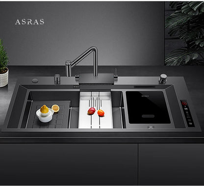 ASRAS Nanometer Smart Purifying Kitchen Sink Large Size Handmade Step Sink Smart Purifying Kitchen Island Sinks