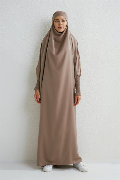 Muslimische Abaya mit Kapuze, Smockärmel, einteiliges Gebetskleid, Damen, Jilbab, islamische Kleidung, Dubai, Saudi-Arabien, schwarze Robe, türkische Bescheidenheit