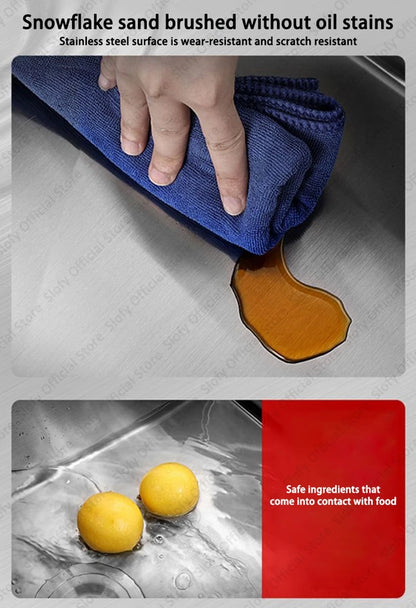 Küchenspüle aus Edelstahl 304, großes Fassungsvermögen, Wasch-/Schnitt-/Abfluss in einem, komplettes Set, multifunktionale Gemüse-Arbeitsstation für den Haushalt