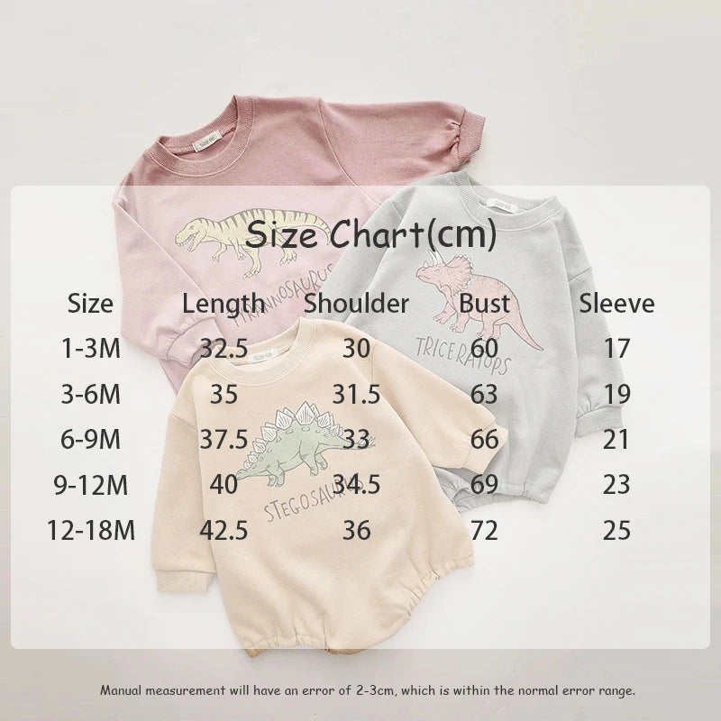 Baby Dünne Lose Einteilige Neue Herbst Infant Body Kleidung 1-18M Cartoon Dinosaurier Kleinkind Neugeborenen Artikel.