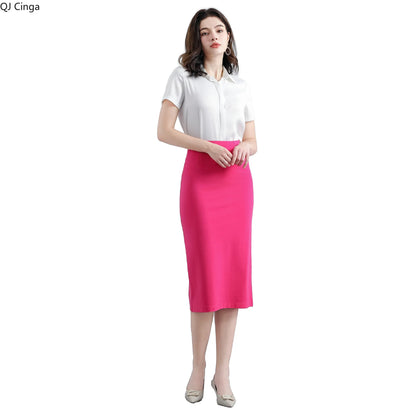 Women's Professional High Waist Long Pencil Skirt, Slim Fit Black Hip-hugging Skirt for Office Commute.