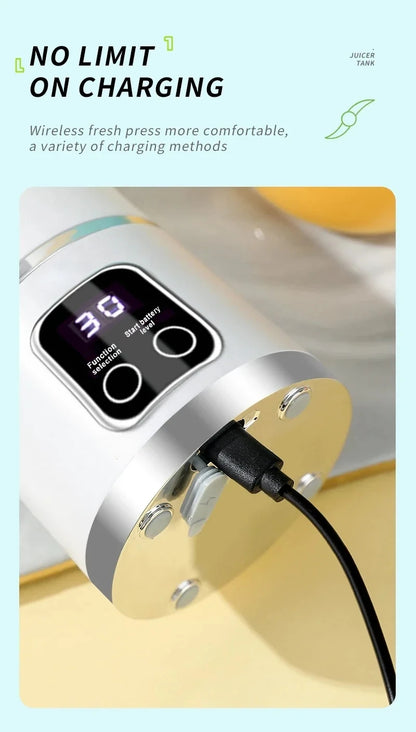 2025 New Household Charging MINI Crushed Ice Electric Juicer Powerful Motor 450ML Large Capacity Digital Display Juice Cup.