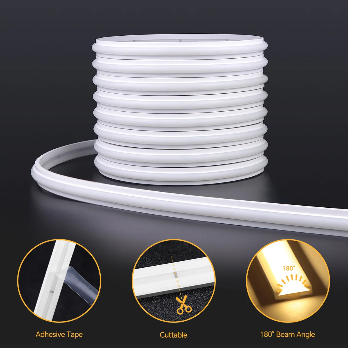 Neon Cob Self-adhesive LED Strip Touch Sensor Light AC110/220V TO DC 24V Silicone Tube Dimmable Neon Tape for Under Cabinet Lamp.