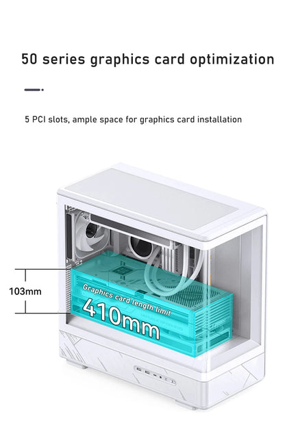 JONSBO D200 MATX Case (Column-Free Curved Sea View/240 Radiator/ATX Power Supply/Digital Display/Type-C Gen2 10Gbps+).