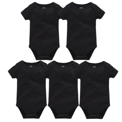 2025 Sommer Unisex Baby Body 0-24 Monate Kurzarm 100 % Baumwolle Weiß Schwarz Grau Design Säuglingskleidung.