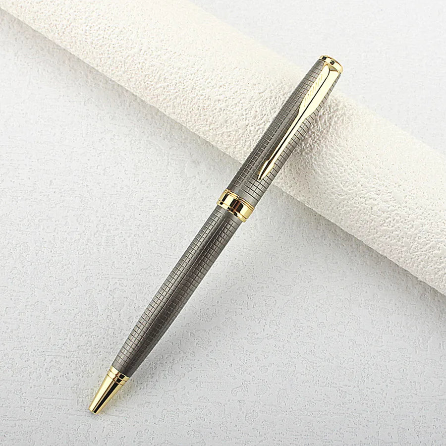 Luxus-Kugelschreiber aus Metall, Edelstahl, goldener Rand, Geschenk, Schreiben, Schreibwaren, Büro, Schulbedarf