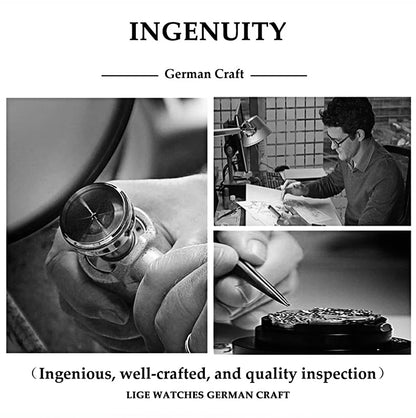 LIGE FOXBOX Unique Design Quartz Man Watch Simple Fashion Leather Belt Casual Sports Magnetic Srolling Beads Skull Men's Watches