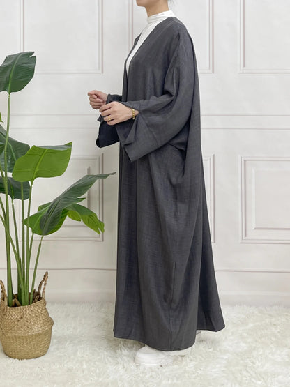 Split Sleeve Open Abaya Kimono Comfort Minimalist Muslim Outfit Islamic Clothing Modest Fashion Without Slip Dress.