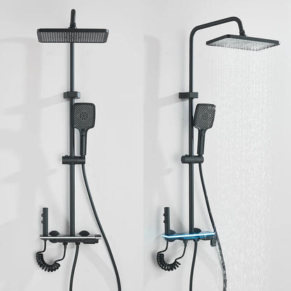 LCD Display Screen Shower Faucet Bathroom Hot Cold Control Background Lights Shower Set Piano Shower System Wall Mounted