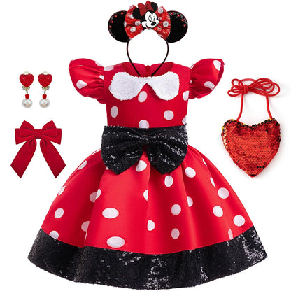 Disney Mickey Minnie Maus Polka Dot Cosplay Baby Mädchen Jungen Kostüm Kinder Maskerade Kleidung Kinder Halloween Karneval Kleid