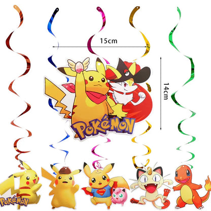 Pokemon Geburtstag Party Dekoration Pikachu Blitz Neue Ballon Set Kid Event Liefert Einweg Geschirr Banner Maske Hintergrund.