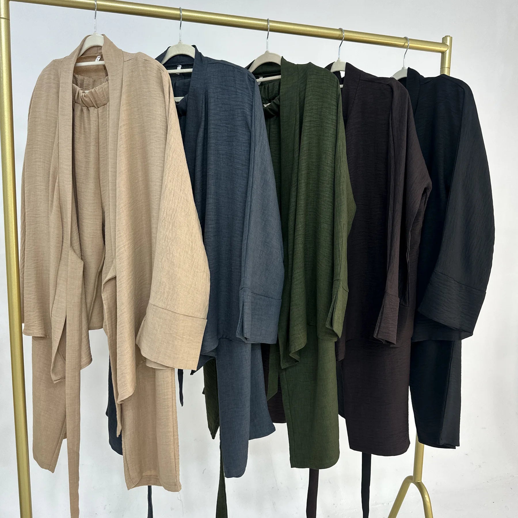 Two Piece Set Women Muslim Blouse Lace Up Wide Leg Pants Suit Eid Ramadan Morocco Dubai Islam Ensemble Arabic Modest Outfits.