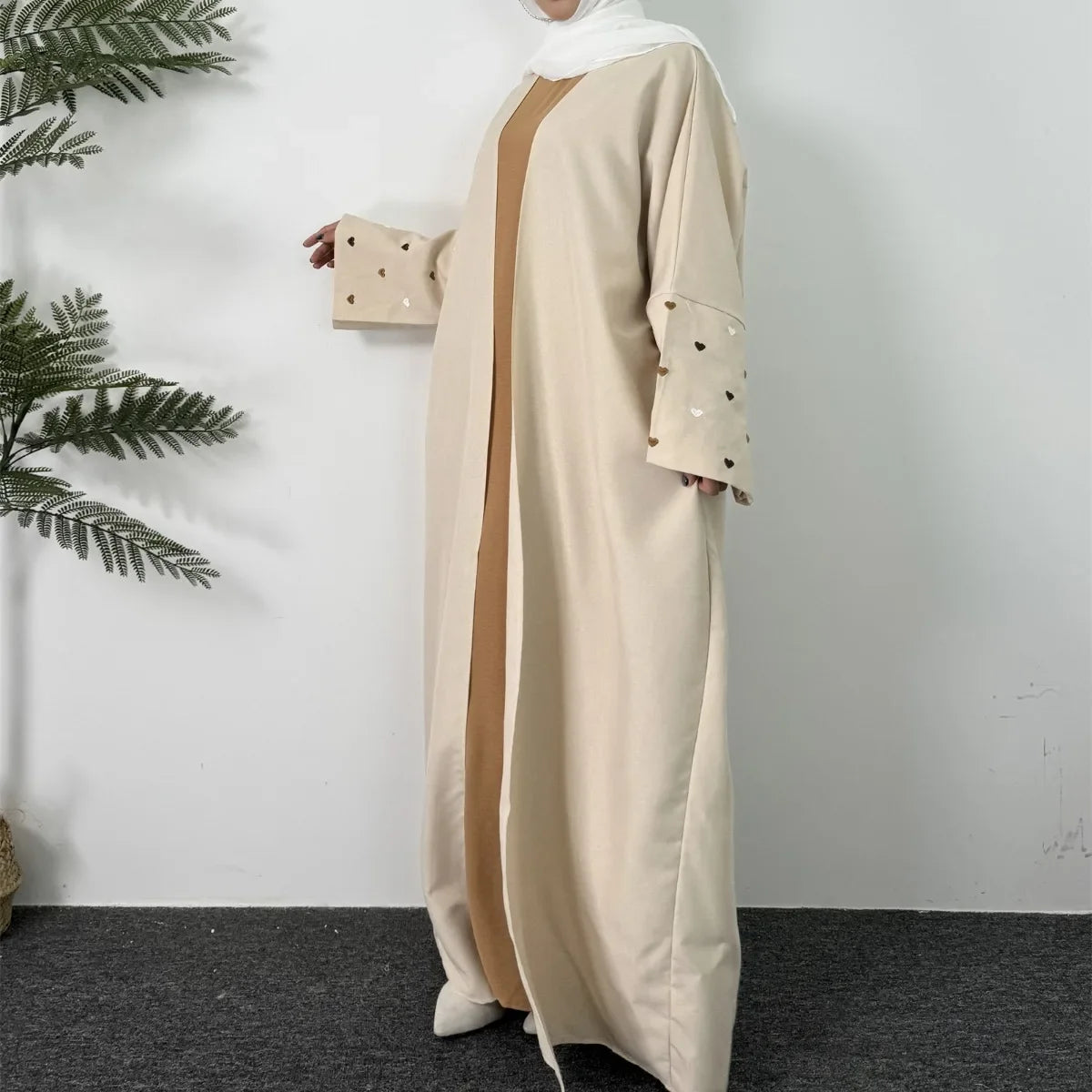 Open Front Abaya Long Sleeve Maxi Length Dress Womens Clothing Muslim Cardigan Abayas Embroidery Out Kaftans Women Jilbabs.