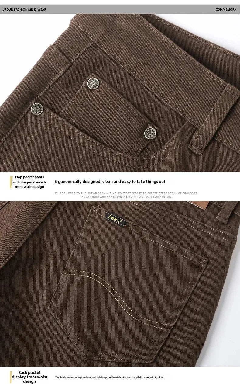 2024 herbst/Winter Neue männer Jeans Business Lose-Fit Gerade Bein Hohe Taille Baumwolle Casual Trendy hosen.