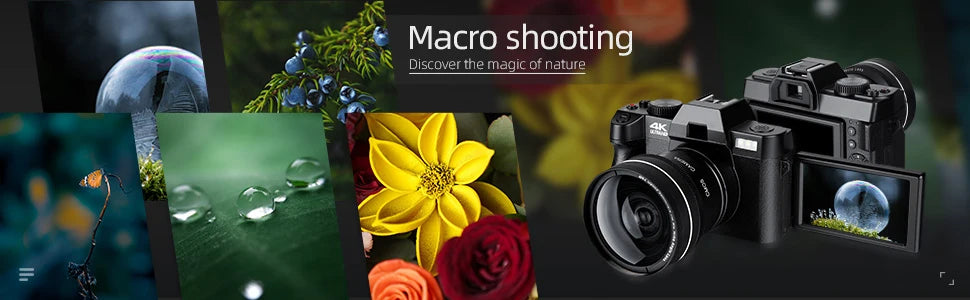 NBD 4K Digital Cameras for Photography,48MP Camera,Travel Vlogging Cameras with 16X Digital Zoom,180°Flip Screen,52mm Macro Lens.