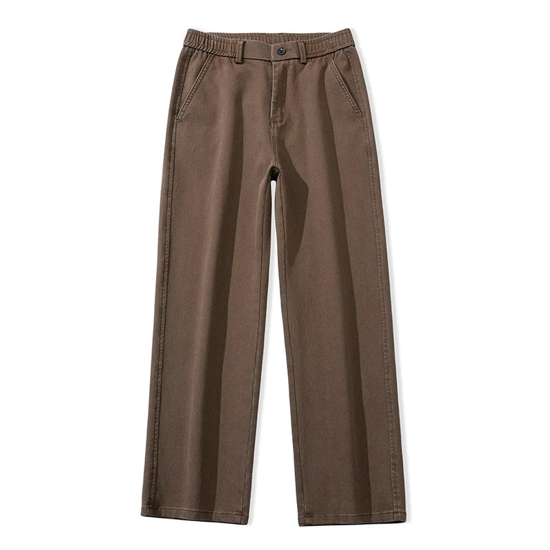 Mens Lyocell Straight Loose Elastic Waist Jeans 2025 Autumn Winter Fashion Brand Comfortable Versatile Pants Plus Size 5XL.