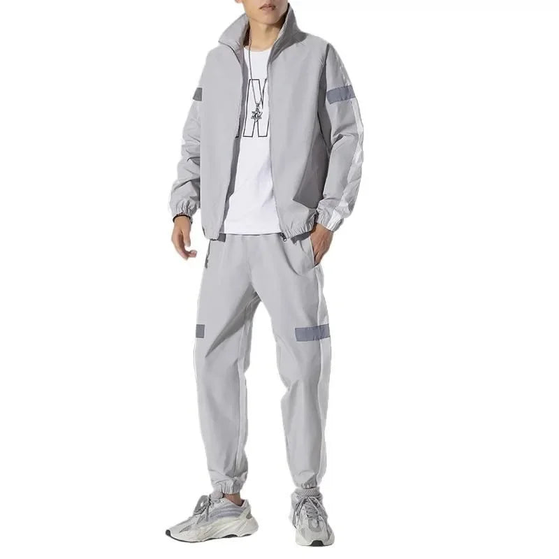 Trendy Men's Sportswear Set Casual Open Cardigan Sweatshirt Jacket with Pants Autumn Winter New Style Cross-Border Clothing.