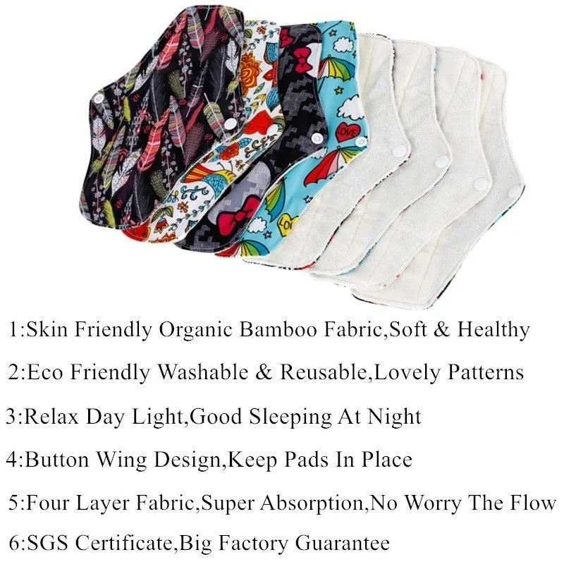 10pc Reusable Menstrual Panties Pads Monthly Period Gaskets Women's Washable Sanitary Napkin Lady Menstrual underwear Cloth Pads.