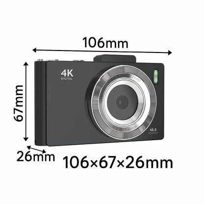 Retro Digital Camera with 48MP Dual Lens, 2.8 "IPS screen, 16X Zoom, Autofocus, OTG & SD Card Support, 64GB.
