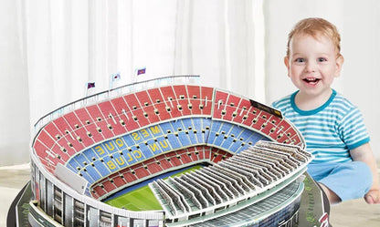 3D Football Stadium Puzzle Paper Model Architecture Kit Adult Kids Craft Building Toy Home Decor Gift Jigsaw Collectible Play.