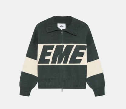 Autumn/winter Streets Casual Loose Retro Embroidered Top Hip-hop Oversized Sweater American Fashion Brand Zipper Cardigan Unisex.