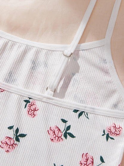 Frauen niedlichen Nachthemd Unterwäsche Nachthemd Anzug weibliche Nachthemden Cami Top bedruckte Shorts weiche Pyjamas Lounge wear.