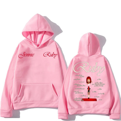 2025 New Jennie Kpop Hoodie Jennie Ruby 1st Album Tracklist Clothes Unisex Design Aesthetic Pullover Jennie Pretty Girl Mantra.