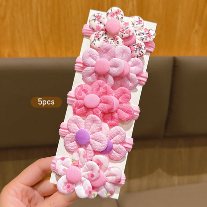 5 Cute Pink Flower Hair Rings Princess Head Flower Hair Accessories Suitable for Daily Use.