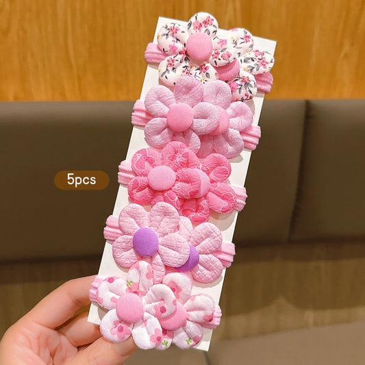 5 Cute Pink Flower Hair Rings Princess Head Flower Hair Accessories Suitable for Daily Use.