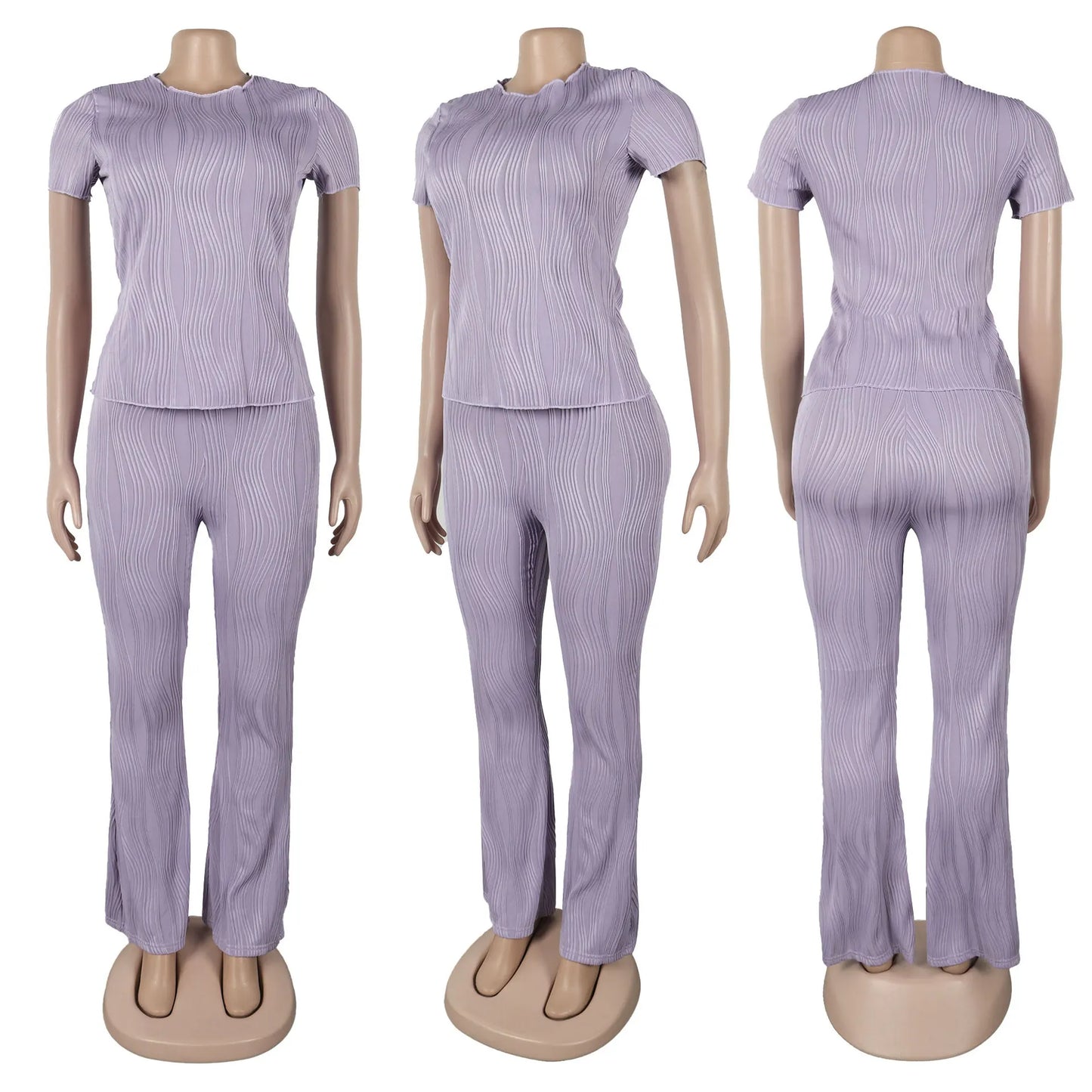 Two Piece Sets Women Pants Set Matching Sets Short Sleeve Solid Casual Tops Long Pants High Waist Bodycon Y2k Streetwear 2025