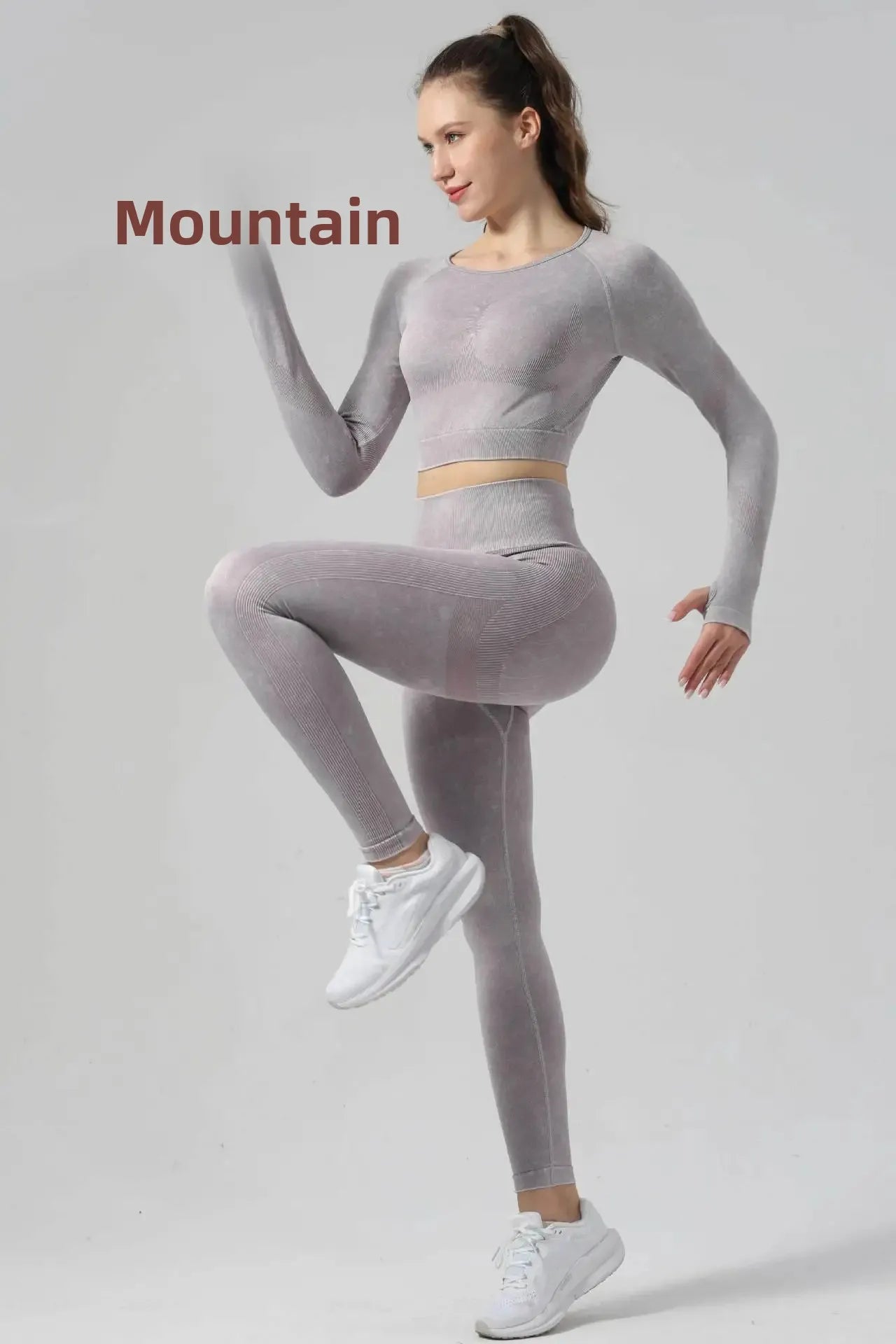 High Waist Yoga Pants Sand Washed Seamless Peach Butt Fitness Sportswear Tight Long Trousers for Women Autumn Season