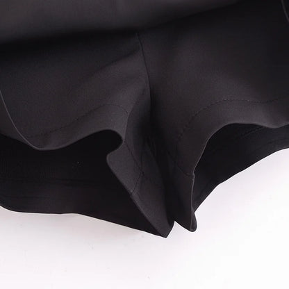 TRAF Shorts for Women Fashion Autumn Winter New Comfortable Casual Solid Color Side Zip Middle-waisted A-line Culotte Skirt Pant.