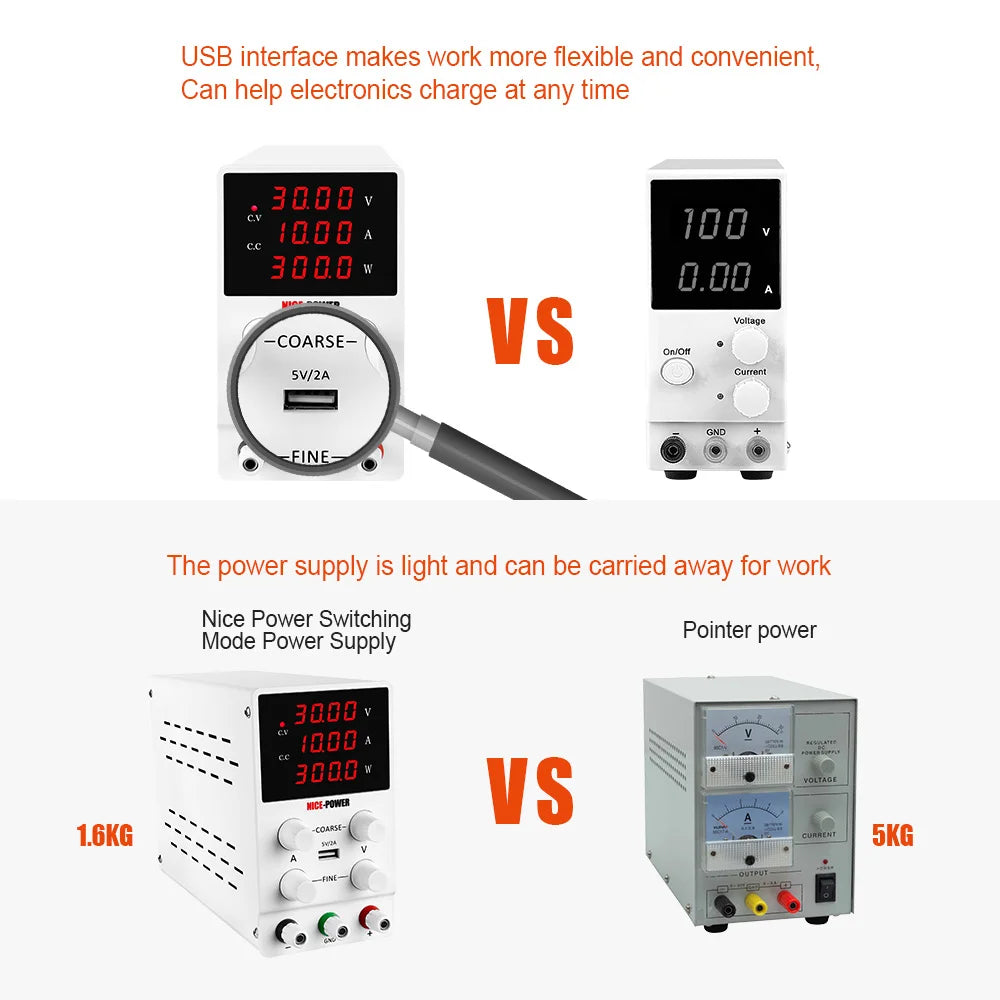 NICE-POWER DC Lab Power Supply 30V 60V 120V Adjustable Source For Phone Repair 24V 48V Switching Power Supply Battery Charging.