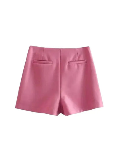 Women Fashion Pareo Style Shorts Skirts Vintage High Waist Side Zipper Female Skort Mujer.