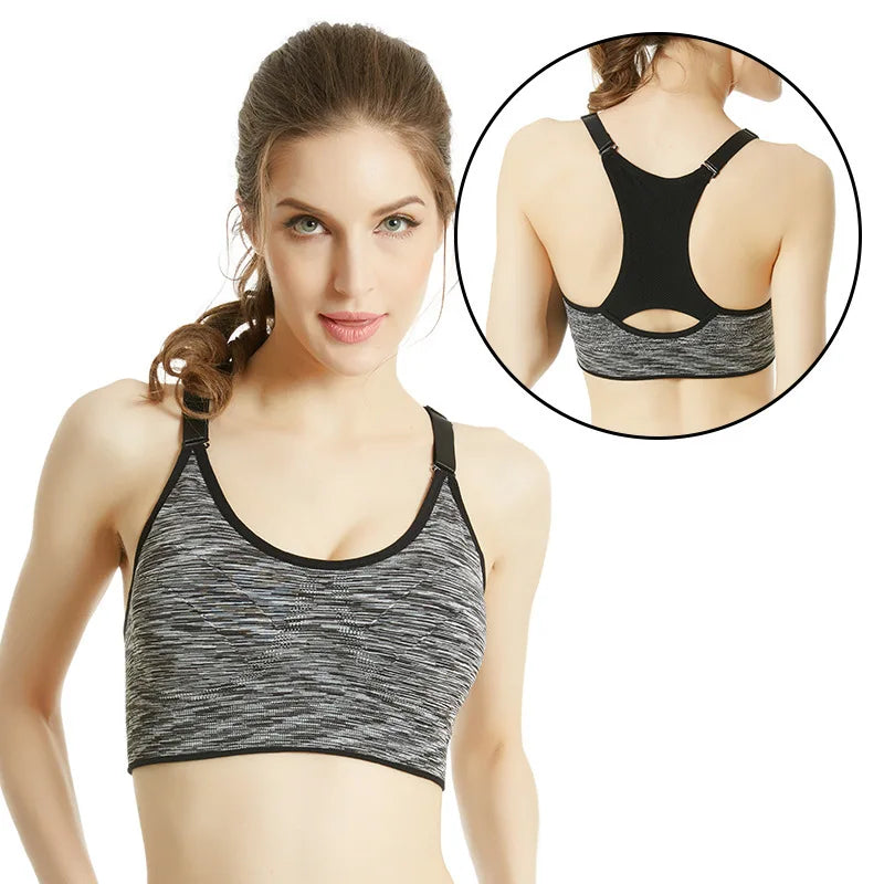 Sofu Cross Back Women Sports Bra Quick Dry Padded Shockproof Gym Fitness Running Sport Brassiere Tops Push Up Bras.